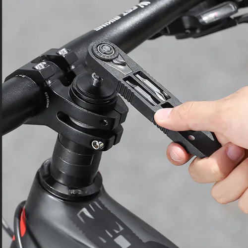 Vista 6 de Palanca de neumático de bicicleta, juego de reparación de bicicletas multiherramienta, parche de bicicleta autoadhesivo incluido, herramienta