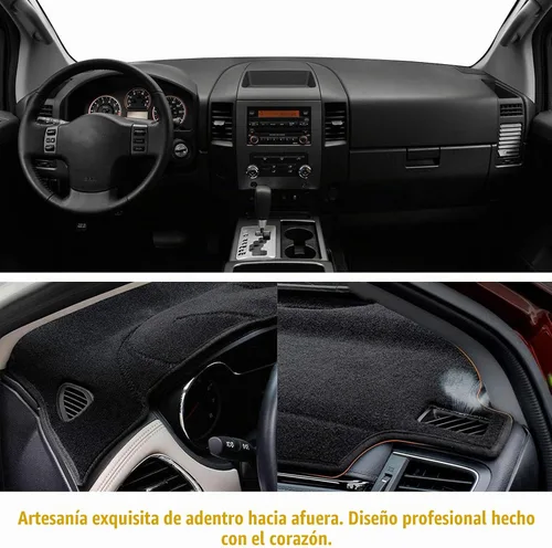 Vista 5 de Tapete antideslizante para tablero de instrumentos compatible con Nissan Titan 2004-2012, protector solar (borde negro)