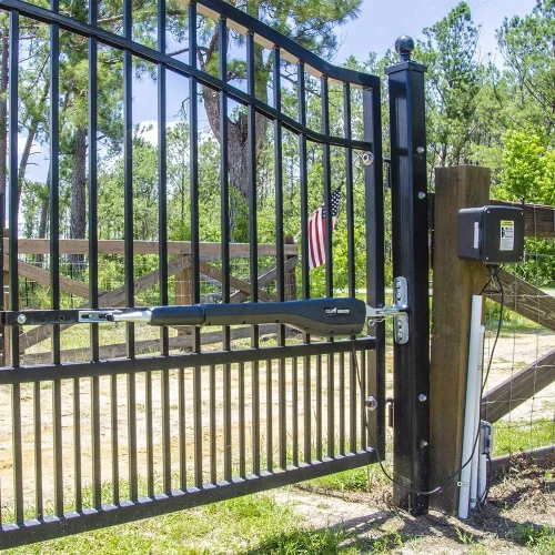 Vista 3 de Mighty Mule Abridor de puerta, listo para solar, abridor automático de puerta para puertas batientes individuales de hasta 850 libras o 18 pies