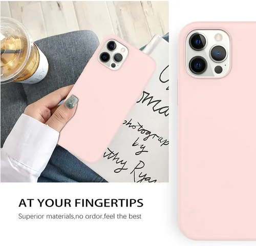 Vista 2 de DUEDUE Funda para iPhone 12 Pro Max de 6.7 pulgadas, silicona líquida de gel suave, funda delgada con forro de tela de microfibra, funda protectora