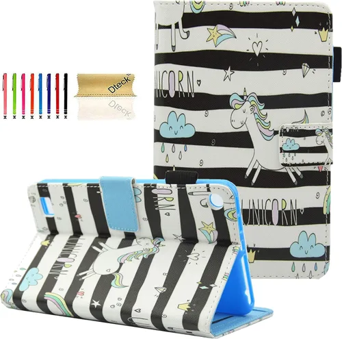 Vista 20 de Dteck - Funda para tablet Kindle Fire 7, funda protectora completa con función atril ajustable y función de encendido y apagado automático