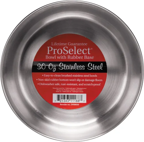 Vista 7 de ProSelect - Cuenco de acero inoxidable para perros con base de goma, 8 pulgadas, 52 onzas