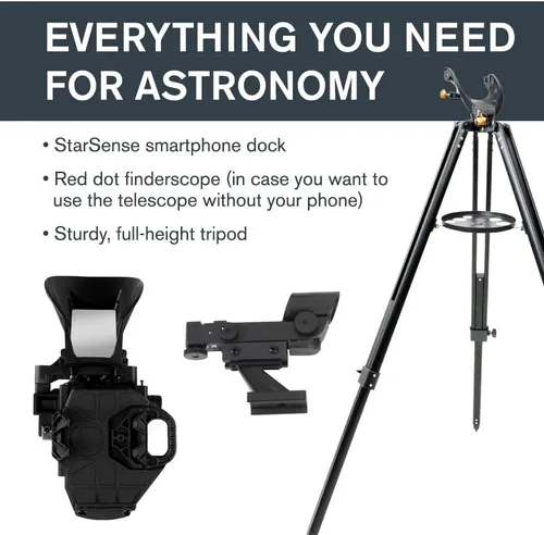 Vista 6 de Celestron StarSense Explorer LT 80AZ Telescopio habilitado para aplicación – Refractor de 80mm con acoplamiento para smartphone y aplicación