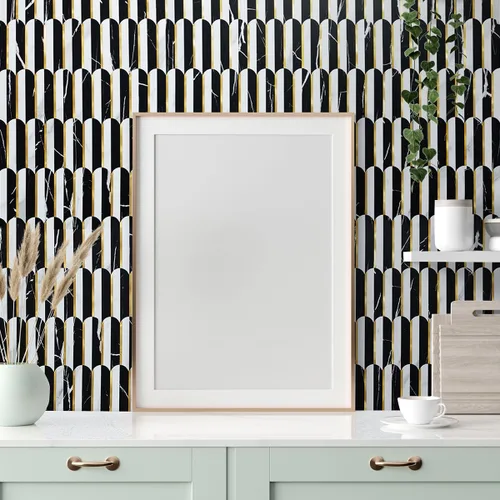 Vista 7 de DICOFUN 1 hoja de protector contra salpicaduras de color blanco y negro para cocina, PVC adhesivo en azulejos de pared contra salpicaduras