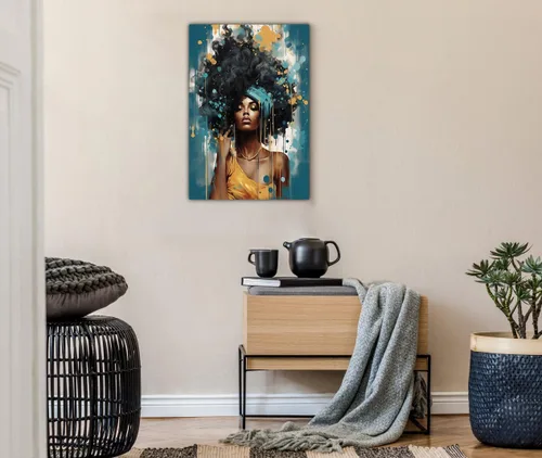 Vista 48 de Arte de pared afroamericano, decoración de rey y reina bailarín negro para sala de estar, arte de pareja de amor negro para dormitorio, lienzo