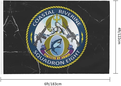 Vista 3 de Coastal Riverine Squadron 8 Bandera de doble cara Patio Decoración al aire libre 4 x 6 pies