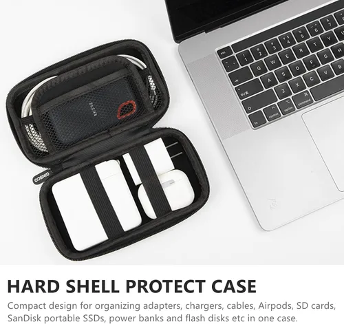 Vista 3 de Ginsco Estuche de protección de carcasa dura, bolsa organizadora de accesorios electrónicos para MacBook Air/pro, adaptadores, cargadores, cables