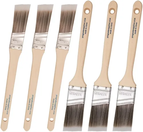 Vista 8 de Vermeer Paquete de 6 pinceles angulares en varios tamaños para todo látex y pinturas al óleo y manchas, mejoras para el hogar