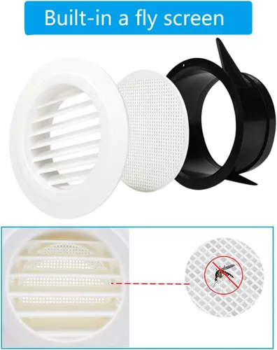 Vista 2 de SDTC Tech Cubierta de rejilla de rejilla de ventilación de aire redonda de 4 pulgadas con malla de pantalla incorporada, ventilación de escape