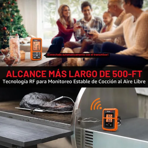 Vista 3 de Mando a distancia inalámbrico digital Thermopro TP20, cocción de alimentos, termómetro de carne, termómetro con sonda dual para barbacoa parrilla