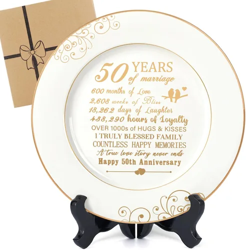 Vista 11 de Urllinz Plato del 10º Aniversario con Decoraciones de Lámina de Platino - Regalos de Estaño de Boda de 10 Años para Ella Parejas Esposa Él Marido