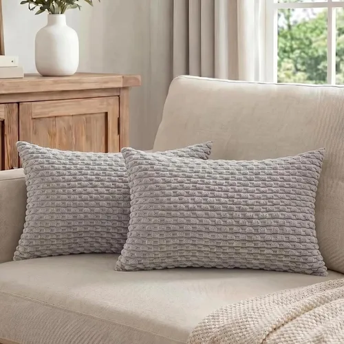 Vista 9 de Fancy Homi - Juego de 2 fundas de almohada decorativas de color rosa polvoriento de 30.5 x 30.5 cm con pompones para sofá cama, decoración moderna