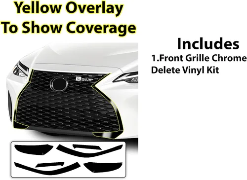 Vista 6 de BOGAR TECH DESIGNS Calcomanía de vinilo de repuesto para rejilla frontal cromada compatible con Lexus 2021-2025, negro brillante