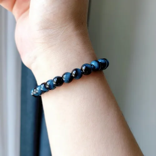 Vista 37 de Pulseras de triple protección con piedra de ojo de tigre de obsidiana negra con hematita para hombres y mujeres, pulsera de piedra curativa
