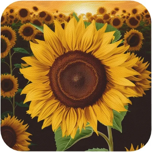 Vista 11 de Hermoso juego de 4 posavasos de cuero con estampado de girasol, impermeables, antiquemaduras, para sala de estar, mesa de café de 4 pulgadas Hexágono