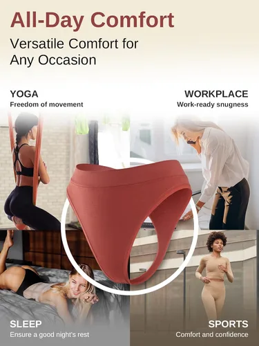Vista 5 de linccure Tangas transpirables sin costuras ropa interior cómoda para mujer, paquete de 5