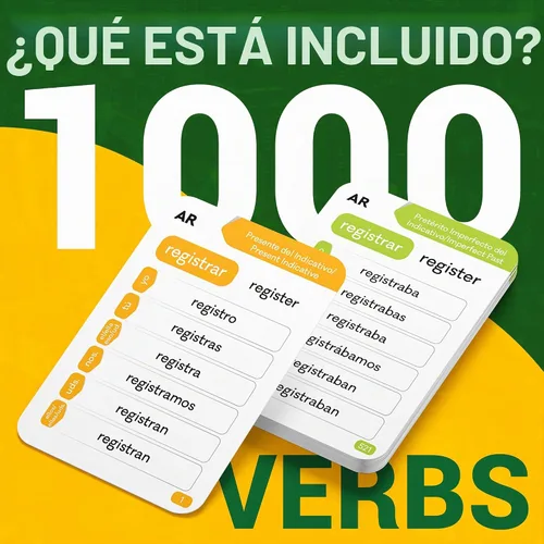 Vista 5 de Tarjetas flash de conjugación de verbos en español: 1.000 verbos, 9 tiempos
