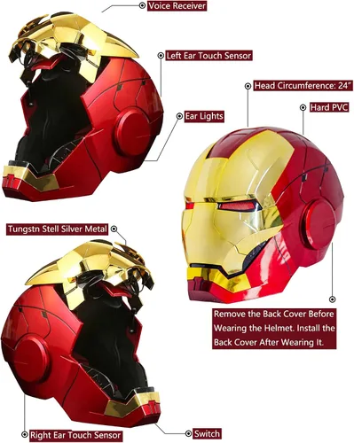 Vista 2 de Iron MK5 Casco Control por voz Cosplay Cosplay Cosplay electrónico Abrir/Cerrar LED Ojos 1:1 Máscara