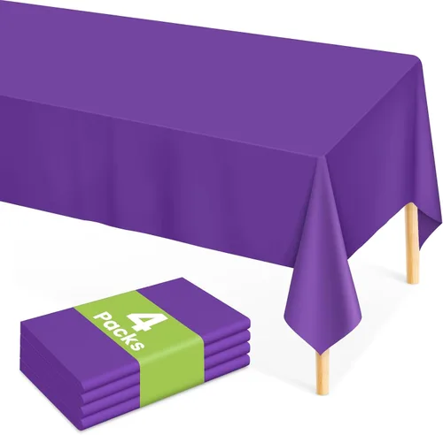 Vista 37 de Mulbozy Mantel de plástico negro desechable 4 unidades, 54 × 108 pulgadas