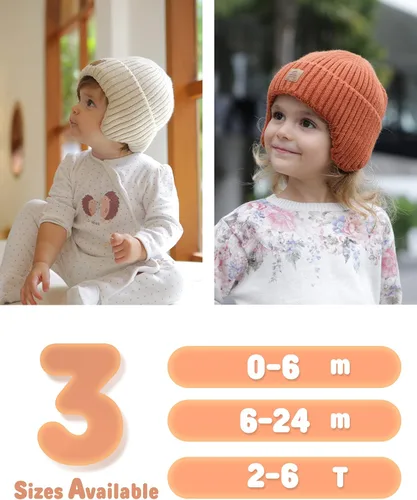 Vista 6 de Gorro de invierno con forro polar para bebé, con orejeras, gorro cálido para niños y niñas