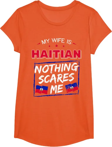 Vista 68 de My Wife Is Haitian Republic of Haiti Heritage Roots - Camiseta con bandera, Negro, S
