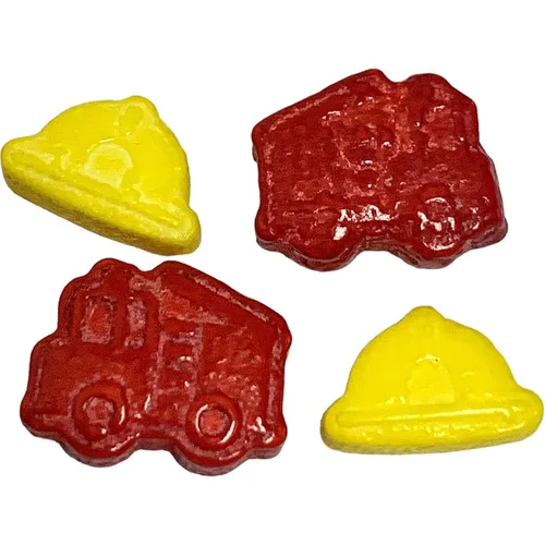 Vista 4 de COOL MOM SPRINKLES Bombero de bomberos con sombrero duro para pasteles (4 onzas) – Gránulos temáticos de bombero para decorar pasteles, cupcakes
