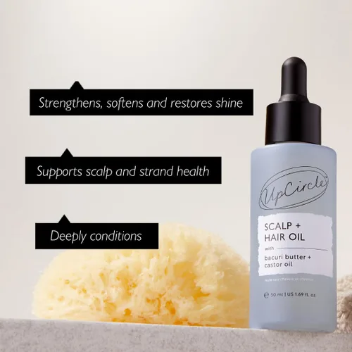 Vista 4 de UPCIRCLE Aceite para el cuero cabelludo + el cabello, 1.7 fl oz, se dirige a la sequedad + el daño, la mantequilla de bacuri restaura + reparaciones