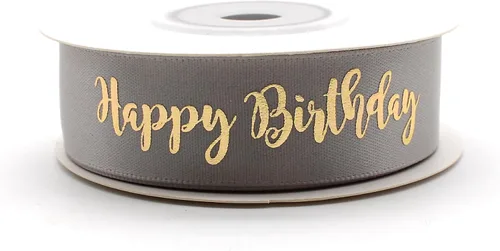 Vista 5 de Cinta negra con escritura plateada - Decoración de feliz cumpleaños para cumpleaños (negro)