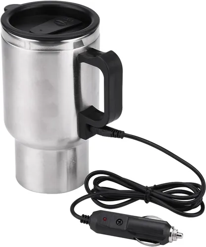 Vista 6 de Taza de calefacción para automóvil, taza de viaje de acero inoxidable de 12 V 15.2 fl oz con encendedor de cigarrillos, taza de café de viaje