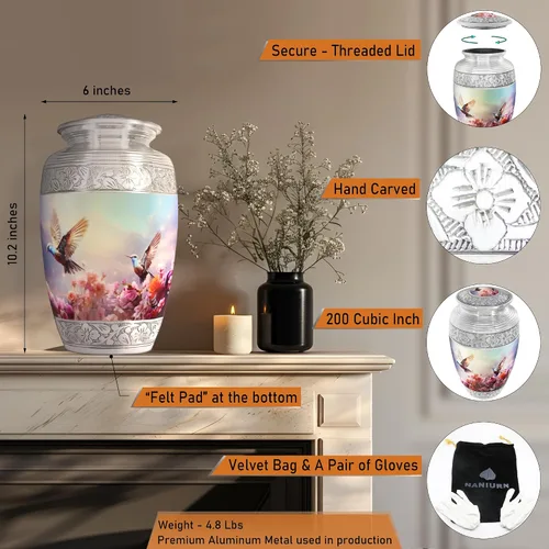 Vista 2 de NANIURN Urna para cenizas para mujeres u hombres, urnas de cremación para cenizas humanas de adultos mujeres y hombres, decorativa funeraria