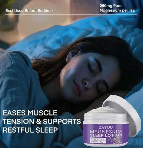 Vista 2 de Loción de magnesio para niños y adultos: Loción calmante para dormir con lavanda – 250 mg por cucharadita, hidratante de rápida absorción y no grasa