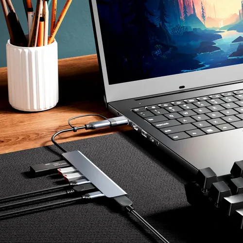 Vista 5 de 【Actualización】 Concentrador USB C/USB, BERLAT Aluminio 7 en 1 USB C y Hub USB con USB 3.0, puertos USB 2.0 para PC/portátiles/MacBook