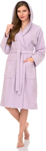 Vista 9 de TowelSelections Bata con capucha para mujer de algodón suave, bata de baño de toalla de tela de felpa para mujer, batas de baño para la ducha Azul