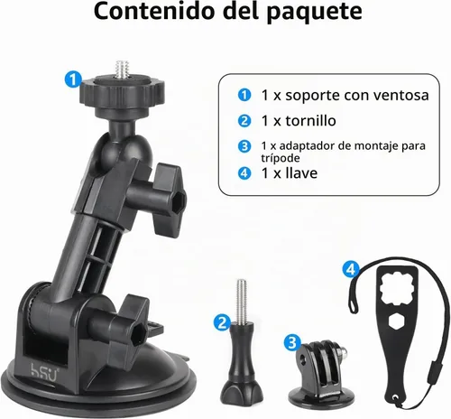Vista 6 de HSU Soporte de ventosa de coche para cámara de acción GoPro/Insta 360/DJI