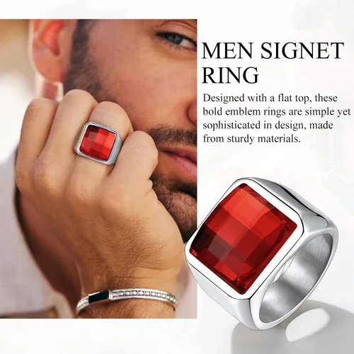 Vista 5 de Bestyle S925 Sterling Silver Cubic Zirconia CZ Band Rings for Men Boys, Sparkling Simulated Diamond Ring Promise Ring for