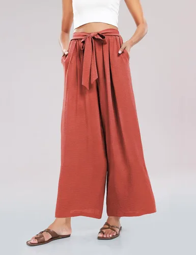 Vista 3 de Summe - Pantalones de vestir de pierna ancha para mujer, de cintura alta, estilo palazzo, casuales, de trabajo, pantalones de playa con bolsillo