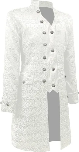 Vista 2 de Chaqueta medieval gótica steampunk para hombre, disfraz victoriano de vampiro pirata, abrigo