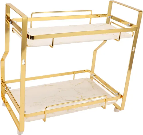 Vista 8 de Cryfokt Estante organizador de baño, estante de cocina de hierro, fácil montaje, estante de almacenamiento multiusos, gran capacidad para sala