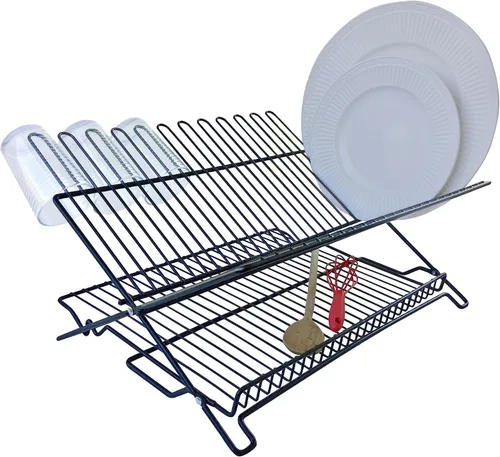 Vista 2 de Better Houseware 1489 gran secaplatos plegable, en color negro, Acero, Negro, L