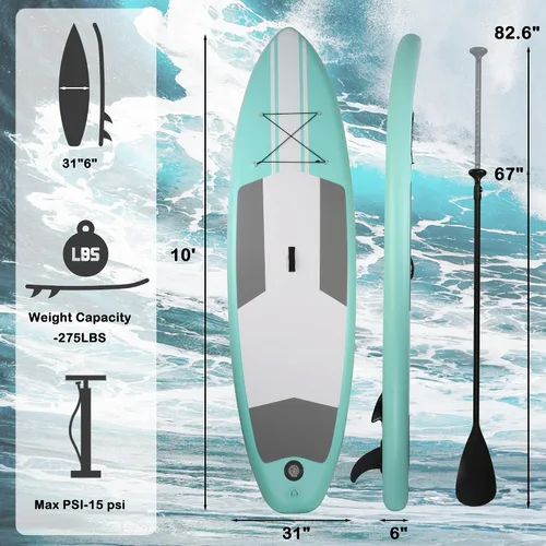 Vista 2 de Inflatable Paddle Boards with Non-Slip Deck, Ultra-Light Stand Up Paddle Board Surf Board with Accessories & Carry Bag, Wide Stable Design for