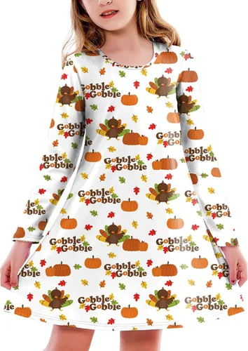Vista 38 de Deerose Vestido de manga larga para niñas del día de San Patricio Mardi Gras, de 3 a 14 años Navidad café