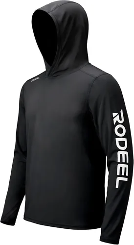 Vista 18 de Rodeel Camisas de pesca para hombre de manga larga que absorbe la tela UPF 50 protección solar camisa de rendimiento a. Negro