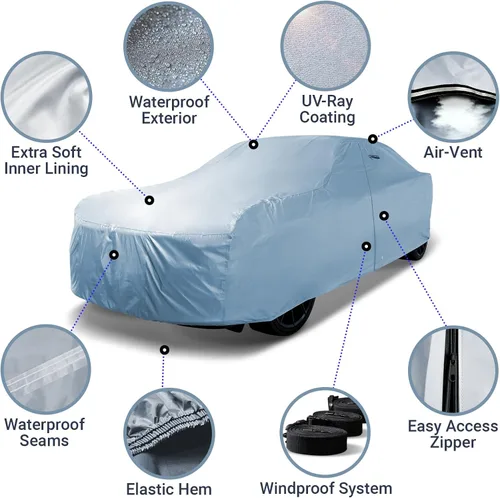 Vista 4 de Se ajusta a Ford Mustang Shelby 2016-2024 con ala alta, cubierta para automóvil de forma ajustada, acolchada, cubierta exterior completa impermeable
