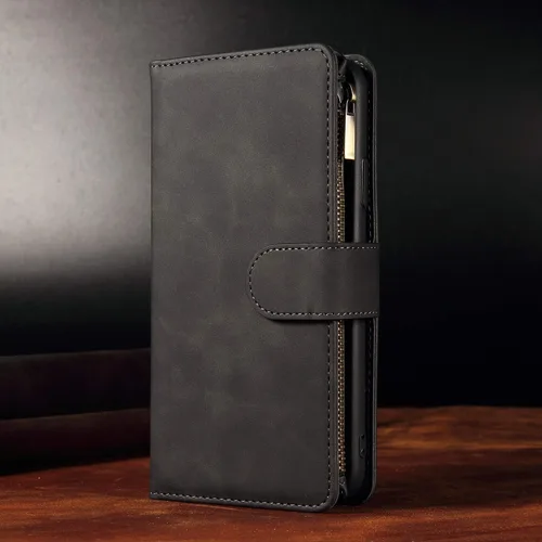 Vista 8 de UEEBAI Funda tipo cartera para Google Pixel 6, Funda de cuero PU Cierre magnético Bolso con cremallera Estuche de bolsillo con cremallera Ranuras