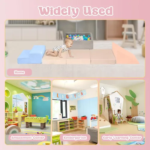 Vista 7 de CAMELUS Juguetes de escalada para niños de 1 año, bloques de espuma para bebés con gran pozo de bolas para niños pequeños, juego de 7 piezas