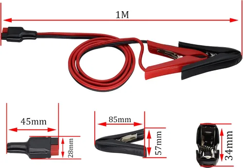 Vista 3 de Cable de clip de cocodrilo de 12 AWG 45A (an-der-Son) Cable de clip de cocodrilo a cable de labio C Alli-Gator Clip a 45A enchufe de batería Ca-ble