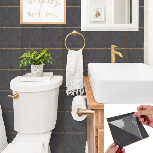 Vista 12 de Alwayspon Vinilo adhesivo efecto piedra, pegatinas para azulejos de pared autoadhesivas, protector antisalpicaduras para cocina y baño, T026