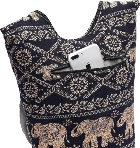 Vista 34 de Bolsa de hombro para mujer, de lona en estilo hippie/bohemio para llevar cruzada al hombro, disponible en diferentes colores y estampados