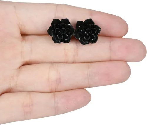 Vista 27 de Handmade Succulent Earrings 13mm Hypoallergenic 925 Sterling Silver Post Soft Ceramic Resin Stud Earrings for Women Sensitive Ears