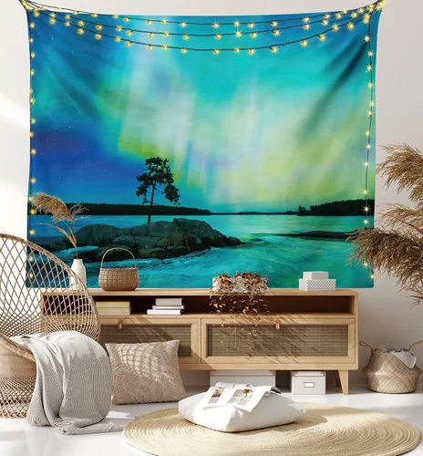 Vista 89 de Ambesonne Tapiz bohemio, diseño floral de bruja, luna y mariposa con adornos de mandala, decoración de tela para colgar en la pared para dormitorio
